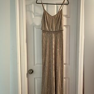 Adriana Papell Art Deco beaded blousin gown